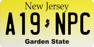 NJ license plate A19NPC