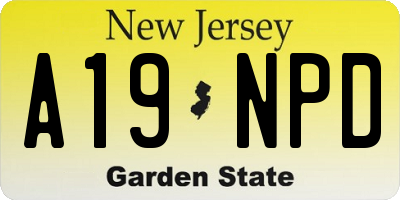 NJ license plate A19NPD