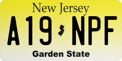 NJ license plate A19NPF