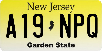 NJ license plate A19NPQ