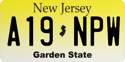 NJ license plate A19NPW