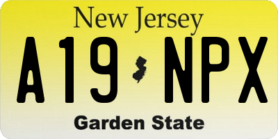 NJ license plate A19NPX