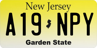 NJ license plate A19NPY