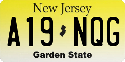NJ license plate A19NQG