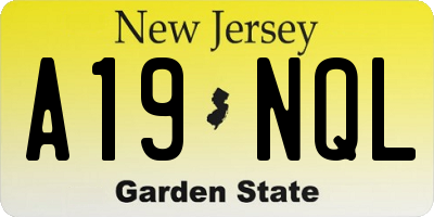 NJ license plate A19NQL