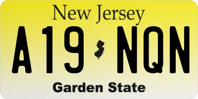 NJ license plate A19NQN