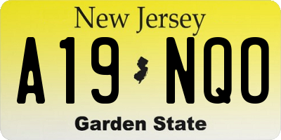 NJ license plate A19NQO