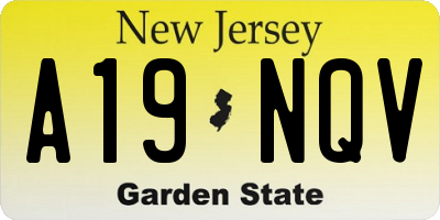 NJ license plate A19NQV