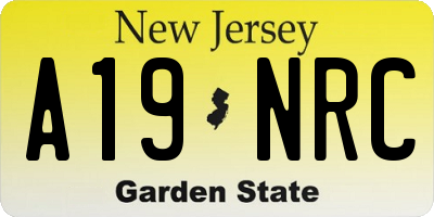 NJ license plate A19NRC