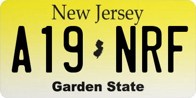 NJ license plate A19NRF