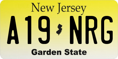 NJ license plate A19NRG