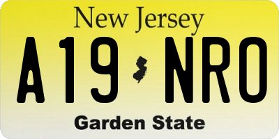 NJ license plate A19NRO