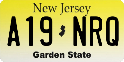 NJ license plate A19NRQ