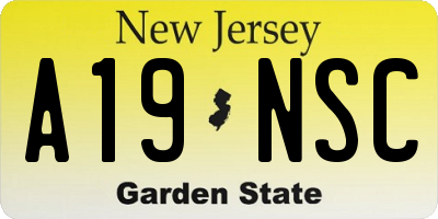 NJ license plate A19NSC