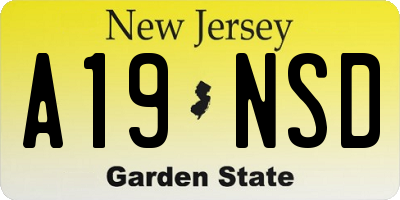 NJ license plate A19NSD