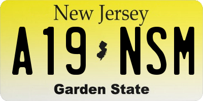 NJ license plate A19NSM