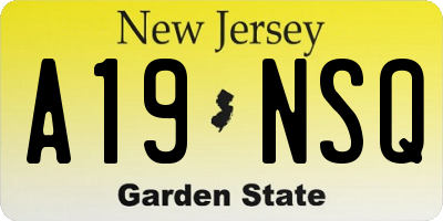 NJ license plate A19NSQ