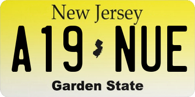 NJ license plate A19NUE