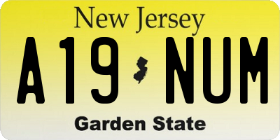 NJ license plate A19NUM