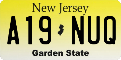 NJ license plate A19NUQ