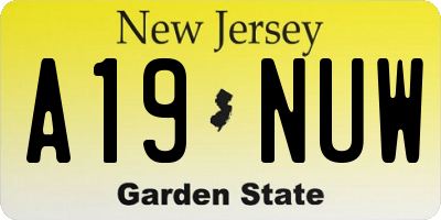 NJ license plate A19NUW