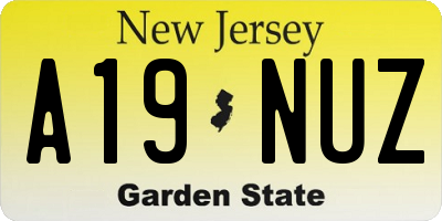 NJ license plate A19NUZ