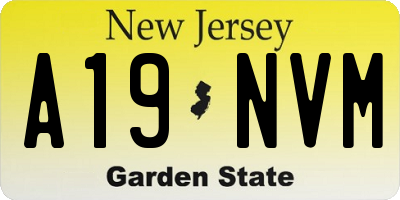 NJ license plate A19NVM