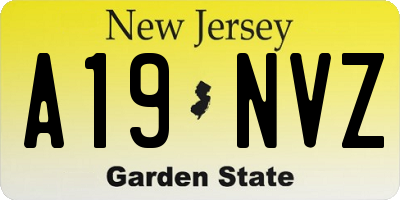 NJ license plate A19NVZ