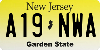 NJ license plate A19NWA