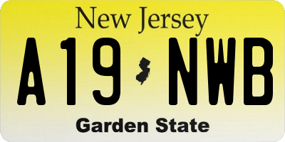 NJ license plate A19NWB