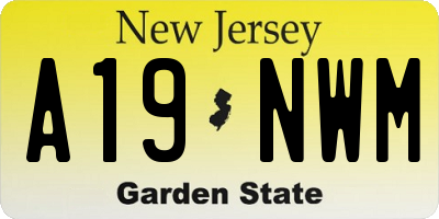NJ license plate A19NWM