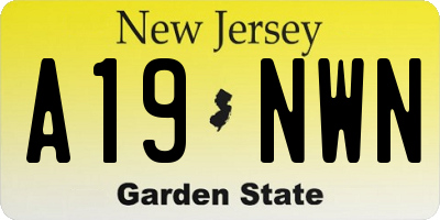 NJ license plate A19NWN