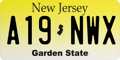 NJ license plate A19NWX