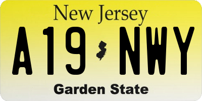 NJ license plate A19NWY