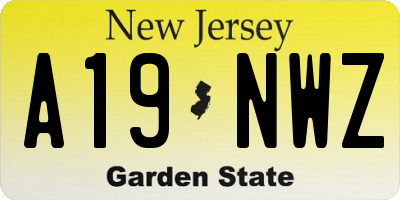 NJ license plate A19NWZ