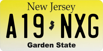 NJ license plate A19NXG