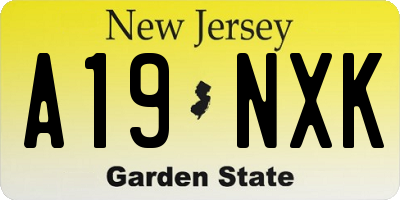 NJ license plate A19NXK