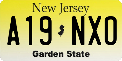 NJ license plate A19NXO