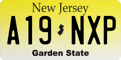 NJ license plate A19NXP