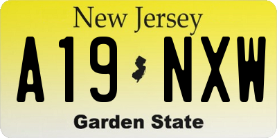 NJ license plate A19NXW