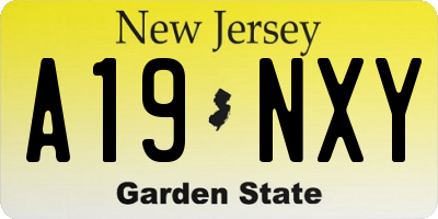 NJ license plate A19NXY