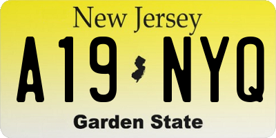 NJ license plate A19NYQ