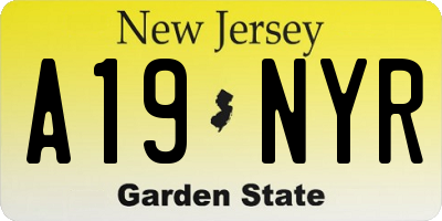 NJ license plate A19NYR