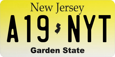 NJ license plate A19NYT