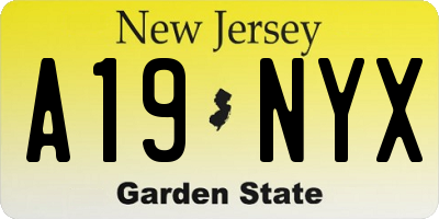 NJ license plate A19NYX