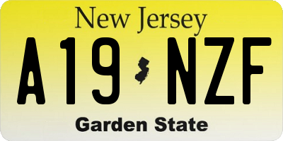 NJ license plate A19NZF