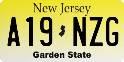 NJ license plate A19NZG