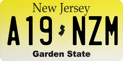NJ license plate A19NZM