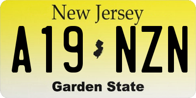 NJ license plate A19NZN