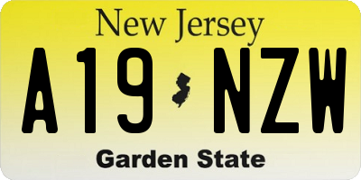 NJ license plate A19NZW